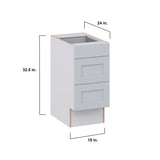 Hugo&Borg Charlesberg 15-in W x 32.5-in H x 25-in D Gray 3-Drawer Base Fully Assembled Cabinet (Recessed Panel Style)