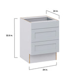 Hugo&Borg Charlesberg 24-in W x 32.5-in H x 24-in D Gray 3-Drawer Base Fully Assembled Cabinet (Recessed Panel Style)