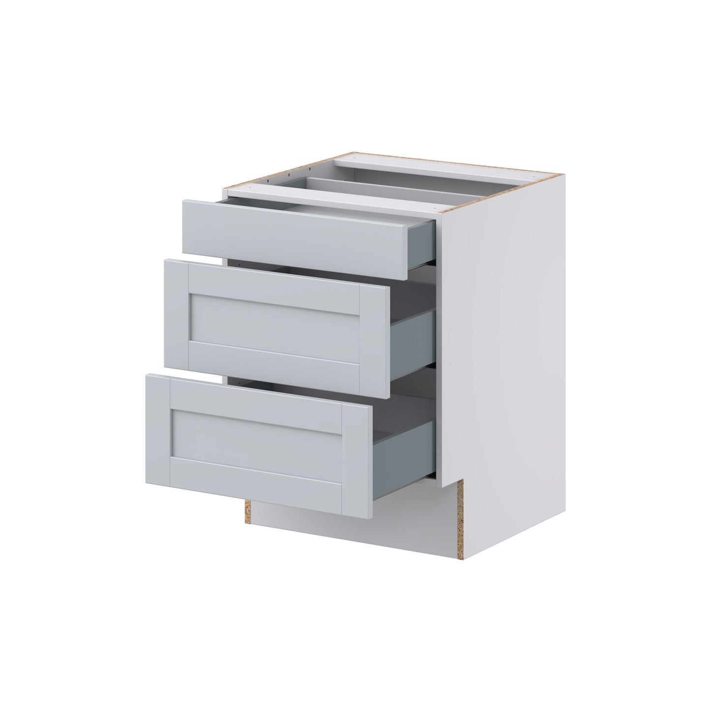 Hugo&Borg Charlesberg 24-in W x 32.5-in H x 24-in D Gray 3-Drawer Base Fully Assembled Cabinet (Recessed Panel Style)
