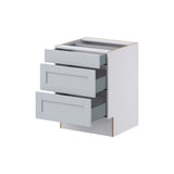 Hugo&Borg Charlesberg 24-in W x 32.5-in H x 24-in D Gray 3-Drawer Base Fully Assembled Cabinet (Recessed Panel Style)