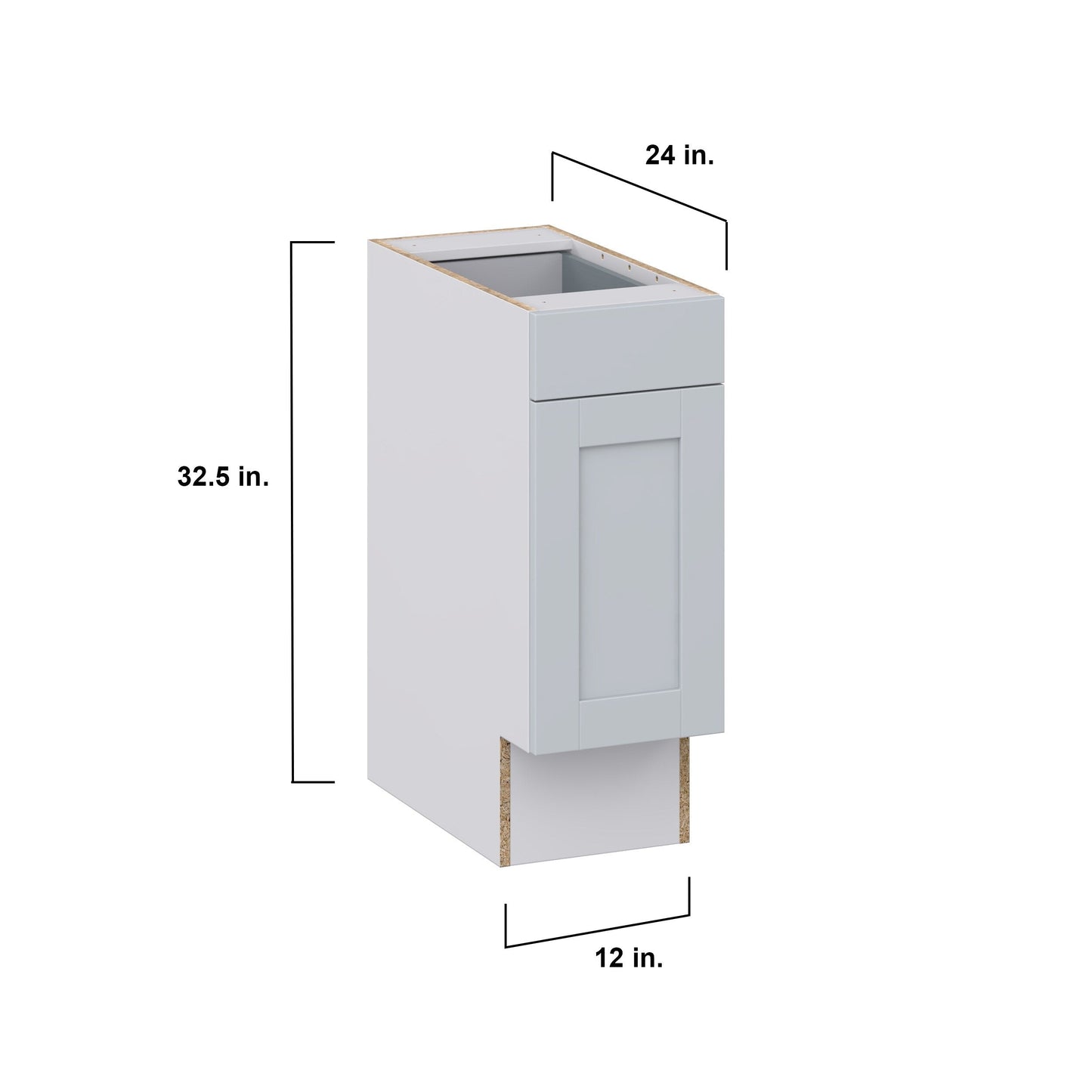 Hugo&Borg Charlesberg 12-in W x 34.5-in H x 25-in D Gray Base Fully Assembled Cabinet (Recessed Panel Shaker Door Style)