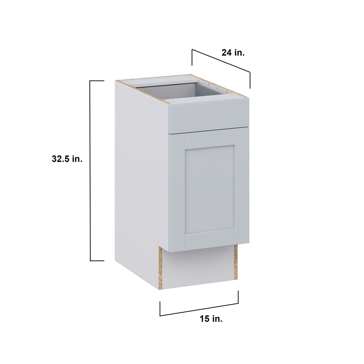 Hugo&Borg Charlesberg 15-in W x 34.5-in H x 24-in D Gray 1-Drawer Base Fully Assembled Cabinet (Recessed Panel Shaker Style)