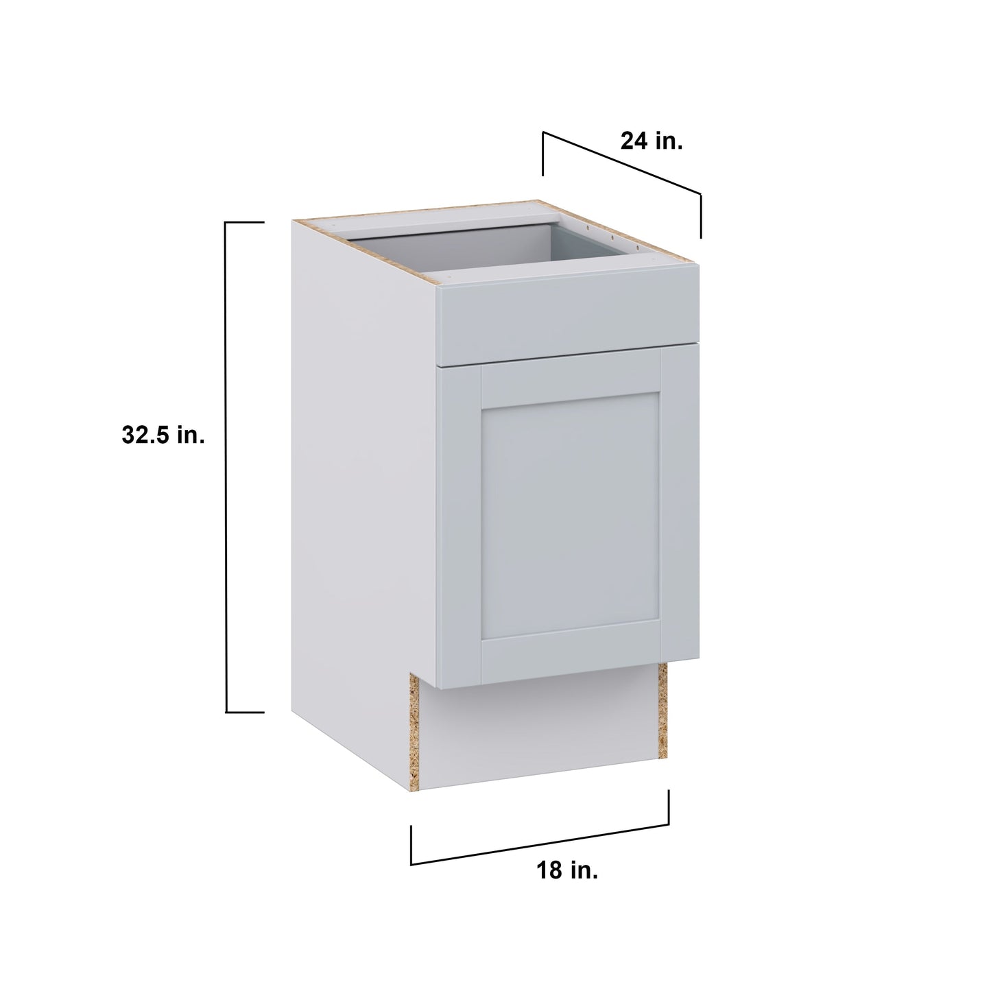 Hugo&Borg Charlesberg 18-in W x 34.5-in H x 25-in D Gray 1-Drawer Base Fully Assembled Cabinet (Recessed Panel Shaker Style)