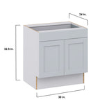 Hugo&Borg Charlesberg 30-in W x 32.5-in H x 25-in D Gray 1-Drawer Base Fully Assembled Cabinet (Recessed Panel Shaker Style)