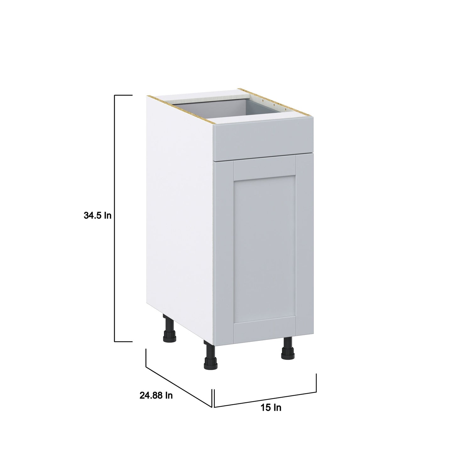 Hugo&Borg Charlesberg 15-in W x 34.5-in H x 24-in D Gray 1-Drawer Pull-out Cabinet Base Fully Assembled Cabinet (Recessed Panel Style)