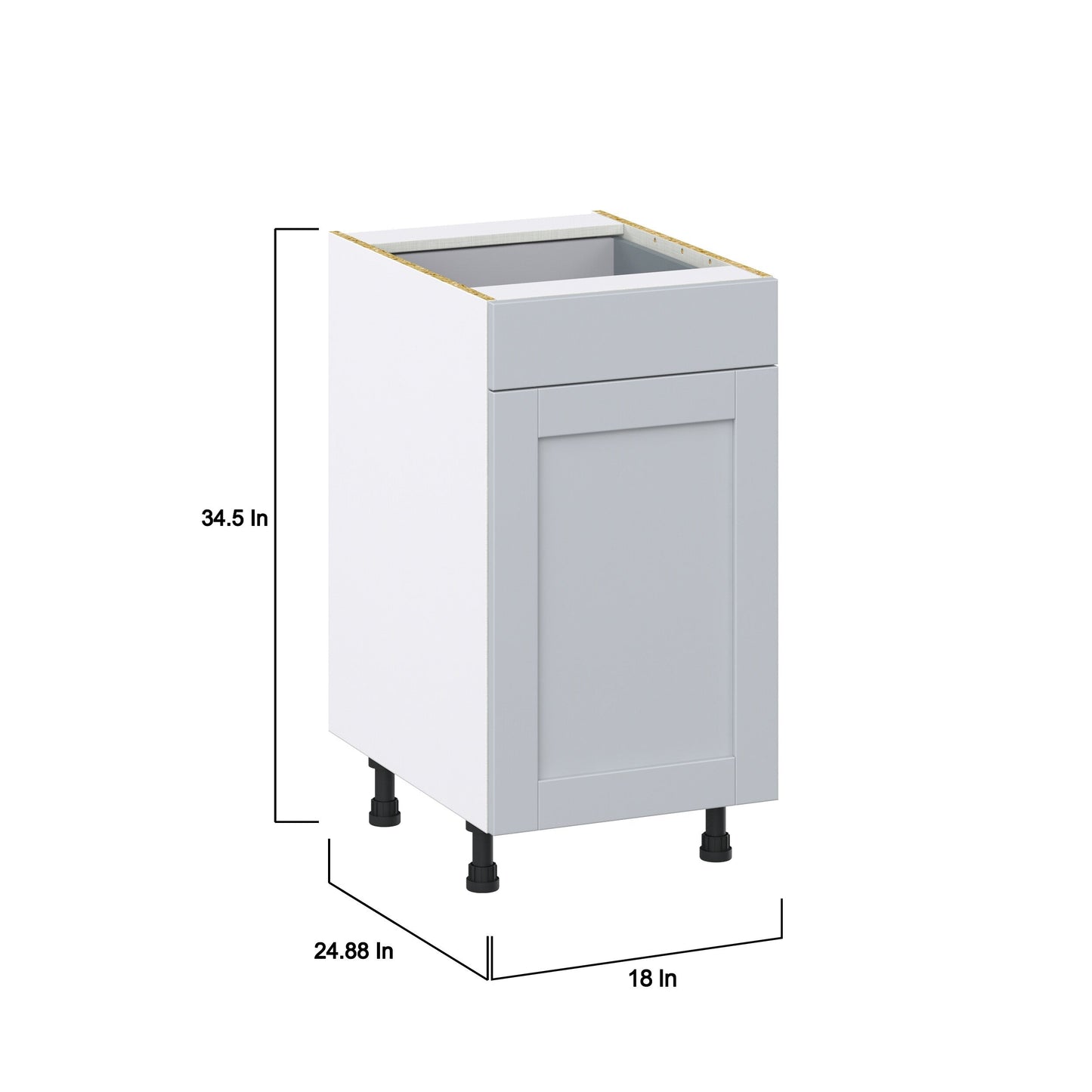 Hugo&Borg Charlesberg 18-in W x 34.5-in H x 24-in D Gray 1-Drawer Pull-out Cabinet Base Fully Assembled Cabinet (Recessed Panel Style)