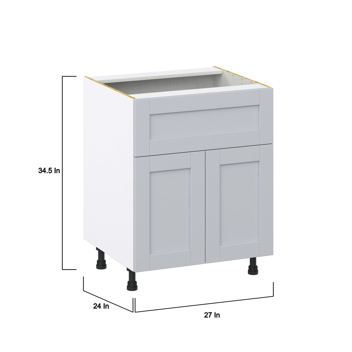 Hugo&Borg Charlesberg 27-in W x 34.5-in H x 25-in D Gray 1-Drawer Base Fully Assembled Cabinet (Recessed Panel Shaker Style)