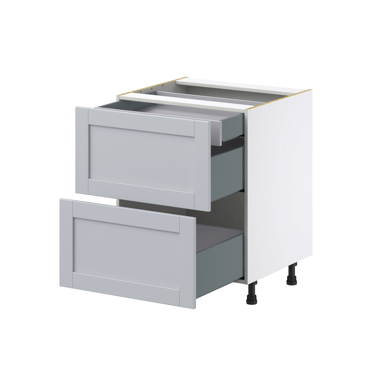 Hugo&Borg Charlesberg 27-in W x 34.5-in H x 24-in D Gray 3-Drawer Base Fully Assembled Cabinet (Recessed Panel Style)