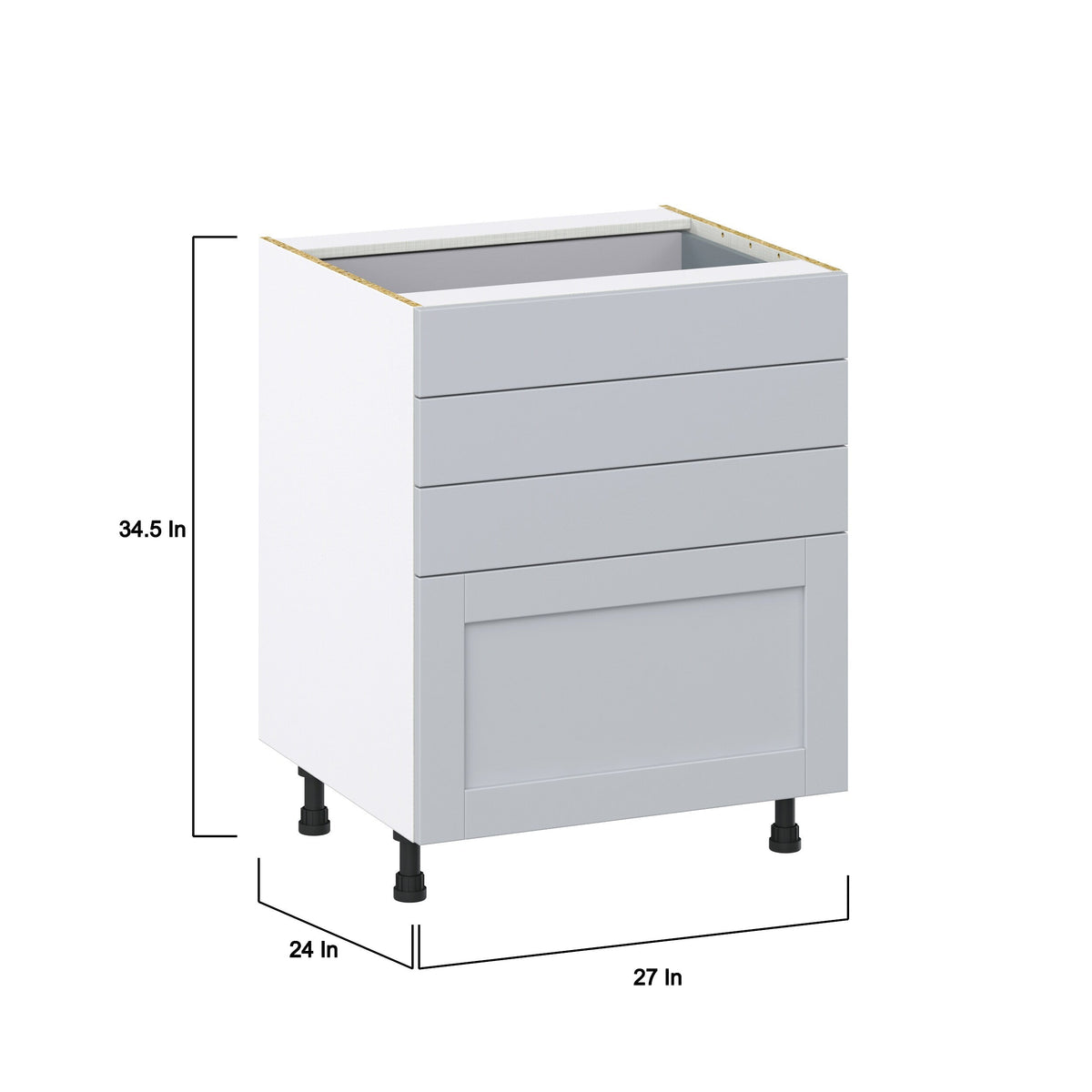 Hugo&Borg Charlesberg 27-in W x 34.5-in H x 24-in D Gray 4-Drawer Base Fully Assembled Cabinet (Recessed Panel Style)