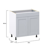 Hugo&Borg Charlesberg 33-in W x 34.5-in H x 24-in D Gray 1-Drawer Base Fully Assembled Cabinet (Recessed Panel Shaker Style)