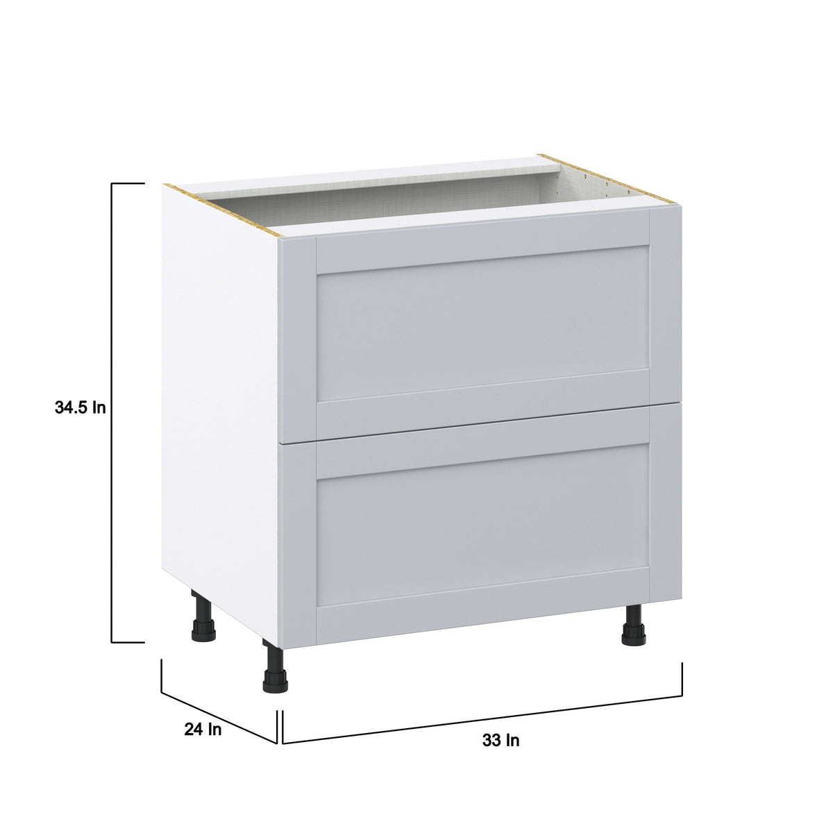 Hugo&Borg Charlesberg 33-in W x 34.5-in H x 24-in D Gray 2-Drawer Base Fully Assembled Cabinet (Recessed Panel Style)