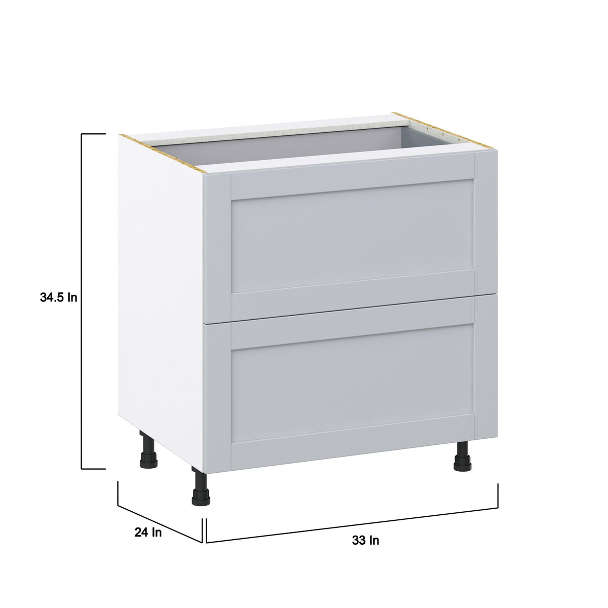 Hugo&Borg Charlesberg 33-in W x 34.5-in H x 24-in D Gray 3-Drawer Base Fully Assembled Cabinet (Recessed Panel Style)