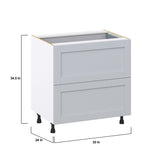 Hugo&Borg Charlesberg 33-in W x 34.5-in H x 24-in D Gray 3-Drawer Base Fully Assembled Cabinet (Recessed Panel Style)
