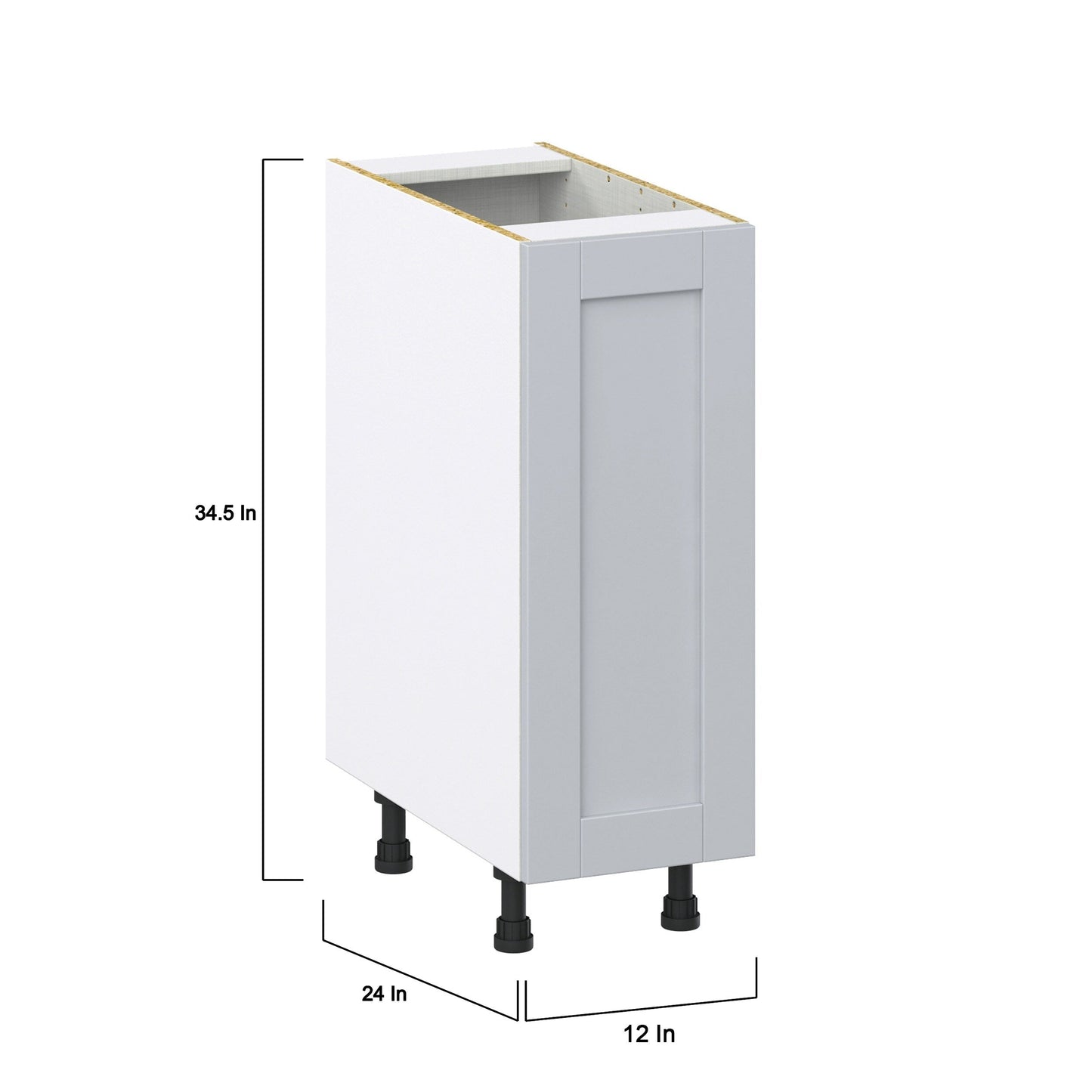 Hugo&Borg Charlesberg 12-in W x 34.5-in H x 24-in D Gray 3-Drawers Base Fully Assembled Cabinet (Recessed Panel Shaker Style)