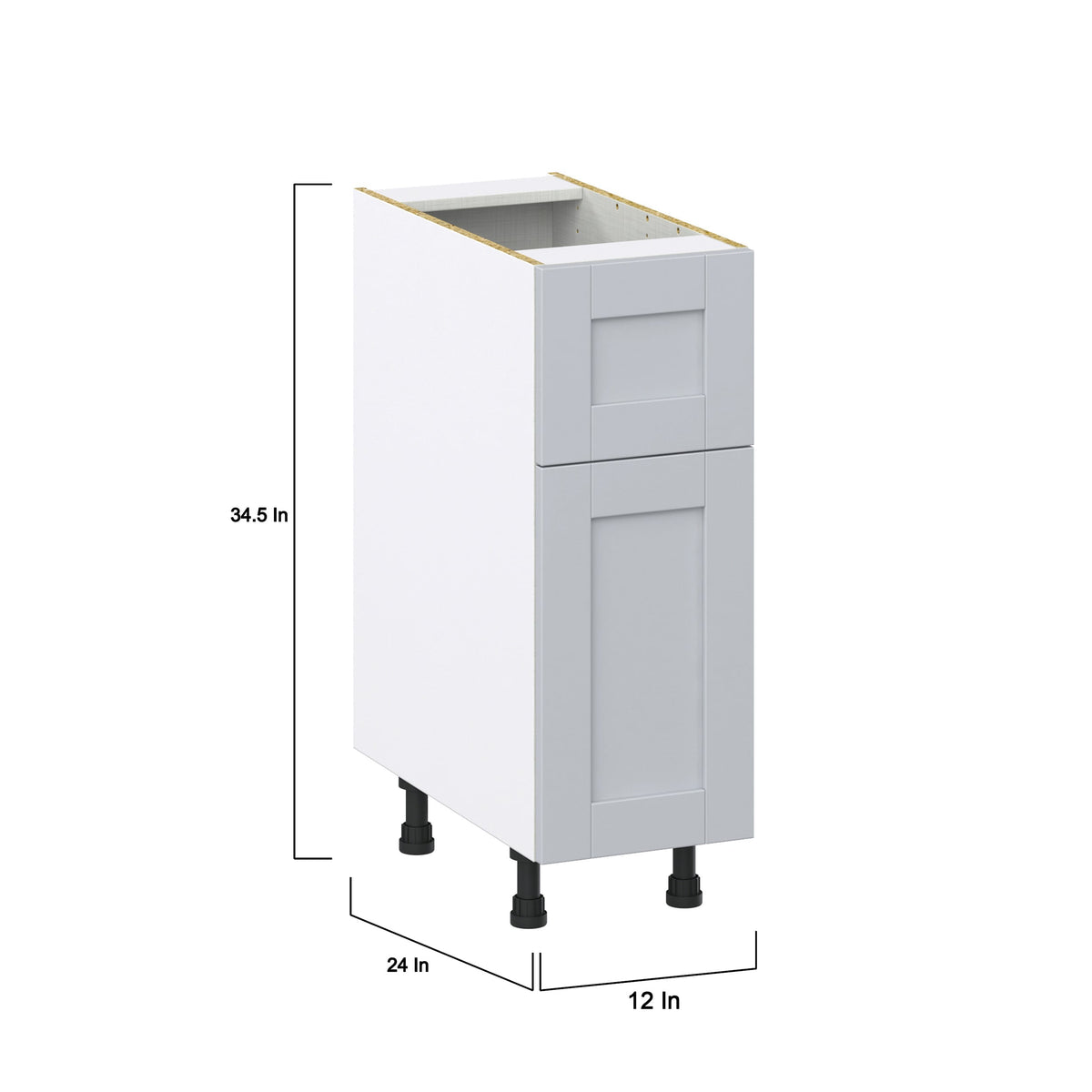 Hugo&Borg Charlesberg 12-in W x 34.5-in H x 25-in D Gray 1-Drawer Base Fully Assembled Cabinet (Recessed Panel Shaker Style)