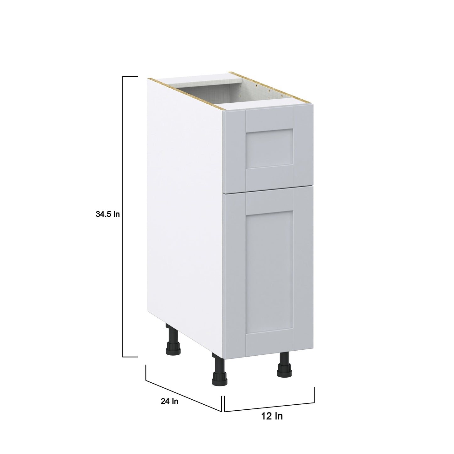 Hugo&Borg Charlesberg 12-in W x 34.5-in H x 25-in D Gray 1-Drawer Base Fully Assembled Cabinet (Recessed Panel Shaker Style)