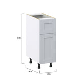 Hugo&Borg Charlesberg 12-in W x 34.5-in H x 25-in D Gray 1-Drawer Base Fully Assembled Cabinet (Recessed Panel Shaker Style)