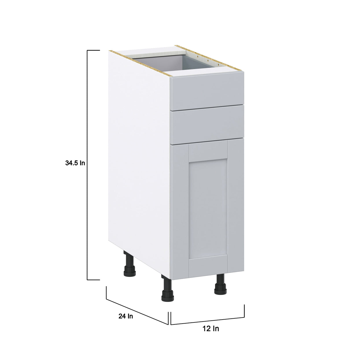 Hugo&Borg Charlesberg 12-in W x 34.5-in H x 24-in D Gray 2-Drawers Base Fully Assembled Cabinet (Recessed Panel Shaker Style)