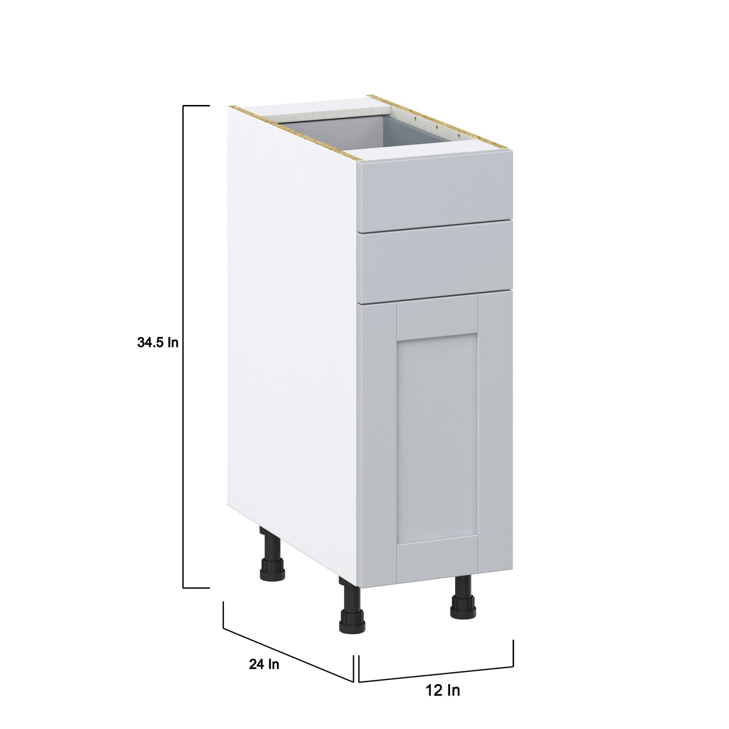 Hugo&Borg Charlesberg 12-in W x 34.5-in H x 24-in D Gray 2-Drawers Base Fully Assembled Cabinet (Recessed Panel Shaker Style)