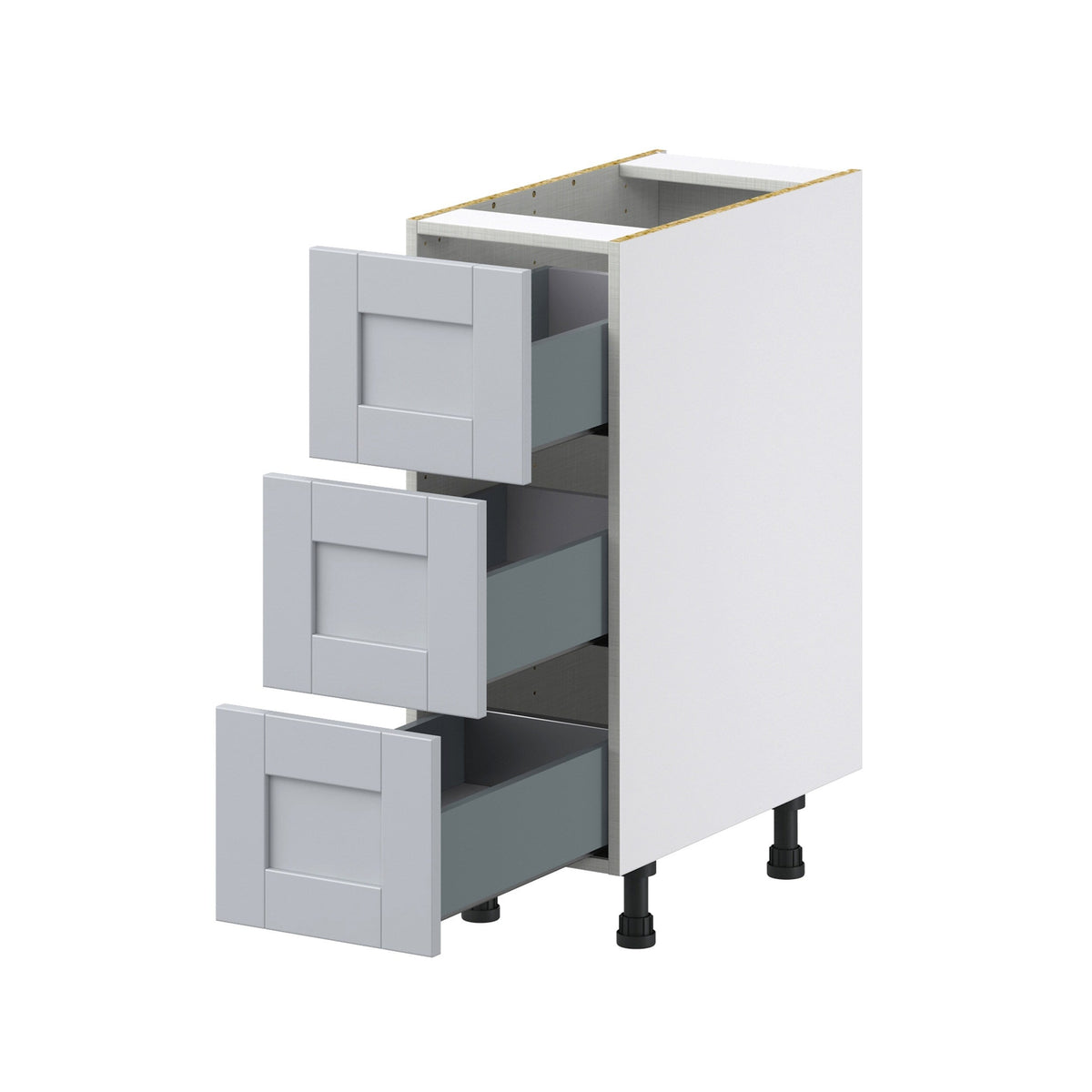 Hugo&Borg Charlesberg 12-in W x 34.5-in H x 24-in D Gray 3-Drawer Base Fully Assembled Cabinet (Recessed Panel Style)