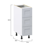 Hugo&Borg Charlesberg 12-in W x 34.5-in H x 24-in D Gray 3-Drawer Base Fully Assembled Cabinet (Recessed Panel Style)