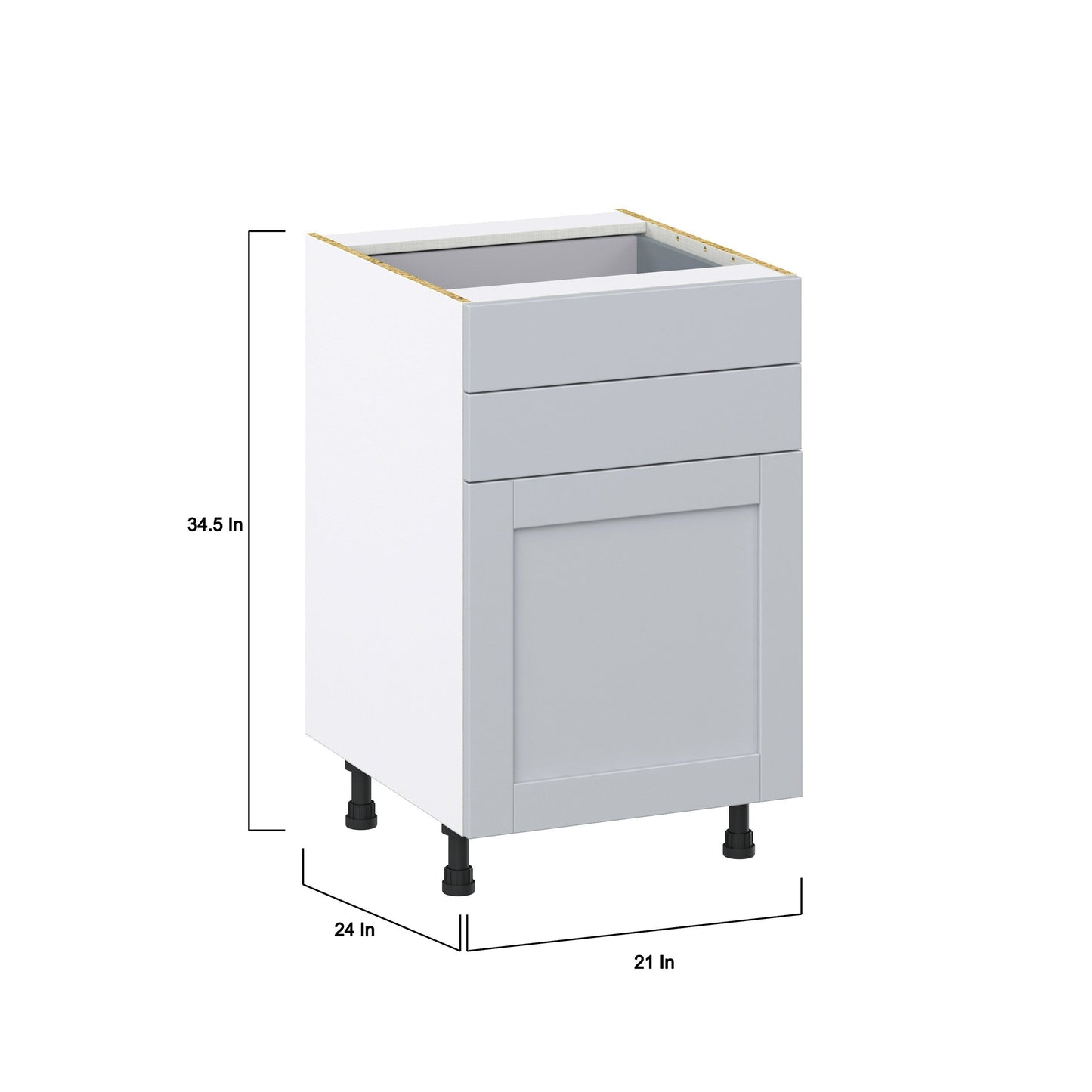 Hugo&Borg Charlesberg 21-in W x 34.5-in H x 24-in D Gray 2-Drawers Base Fully Assembled Cabinet (Recessed Panel Shaker Style)