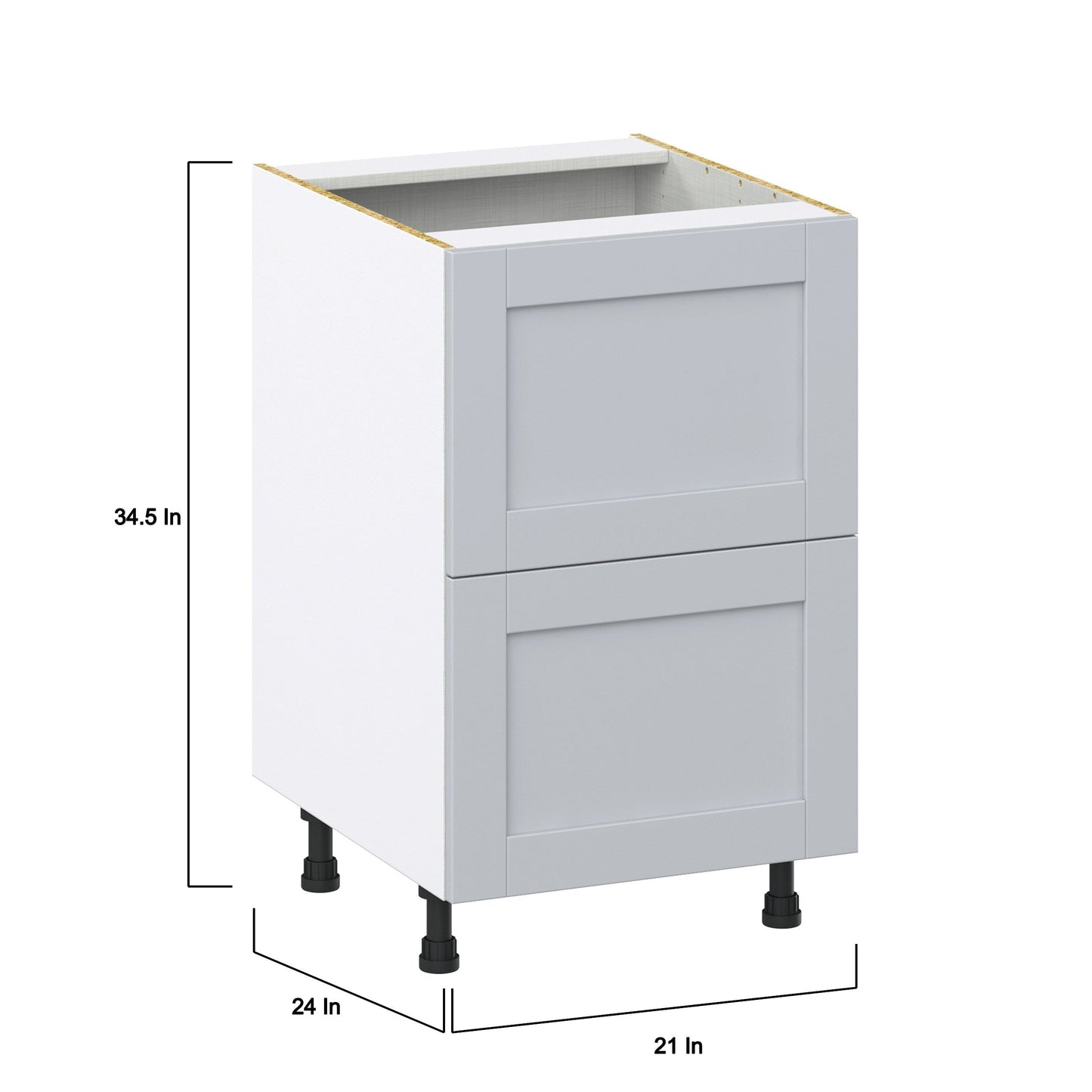 Hugo&Borg Charlesberg 21-in W x 34.5-in H x 24-in D Gray 2-Drawer Base Fully Assembled Cabinet (Recessed Panel Style)
