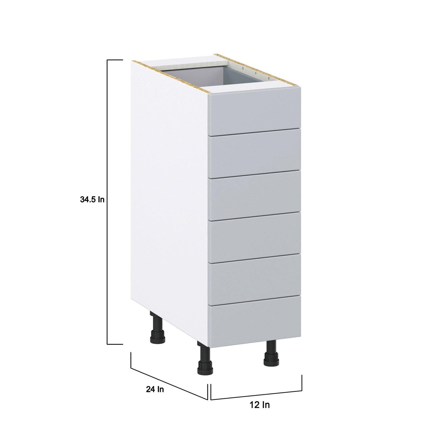 Hugo&Borg Charlesberg 12-in W x 34.5-in H x 24-in D Gray 6-Drawer Base Fully Assembled Cabinet (Recessed Panel Style)
