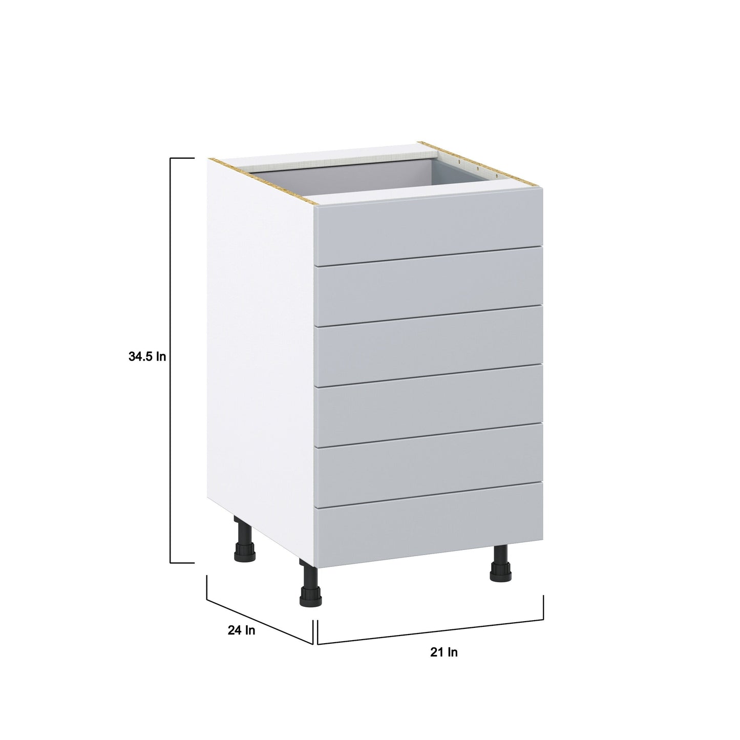 Hugo&Borg Charlesberg 21-in W x 34.5-in H x 24-in D Gray 6-Drawer Base Fully Assembled Cabinet (Recessed Panel Style)