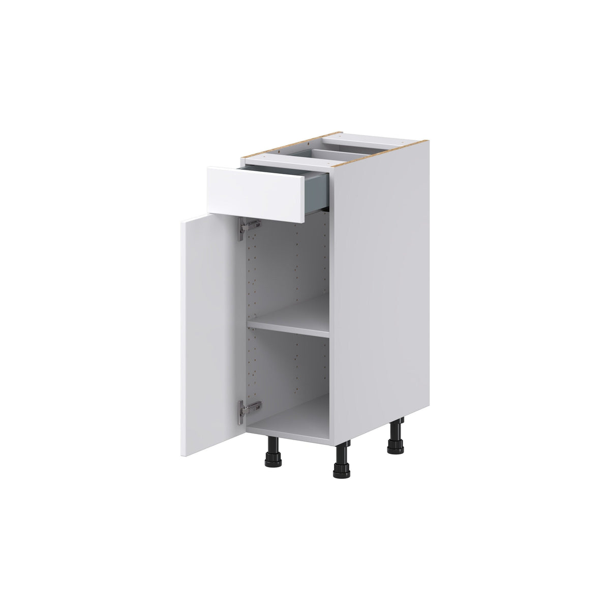 Hugo&Borg Jolie 12-in W x 34.5-in H x 21-in D Warm White 1-Drawer Base Fully Assembled Cabinet (Recessed Panel Shaker Style)