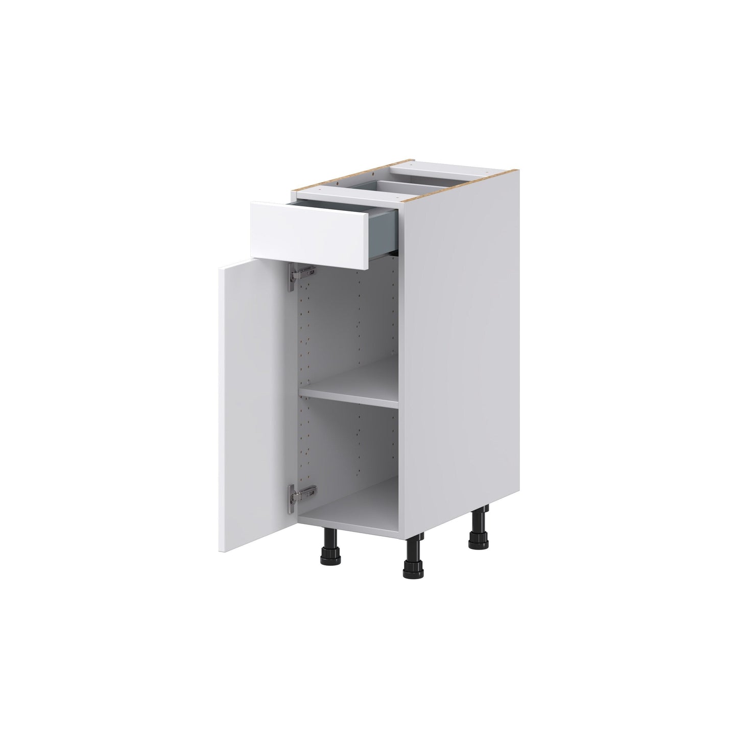Hugo&Borg Jolie 12-in W x 34.5-in H x 21-in D Warm White 1-Drawer Base Fully Assembled Cabinet (Recessed Panel Shaker Style)