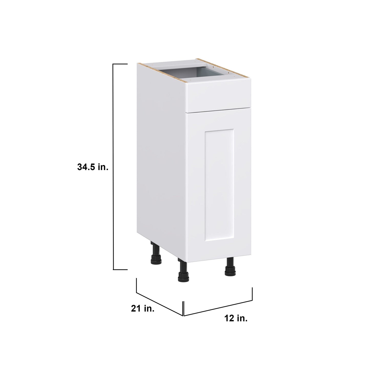 Hugo&Borg Jolie 12-in W x 34.5-in H x 21-in D Warm White 1-Drawer Base Fully Assembled Cabinet (Recessed Panel Shaker Style)