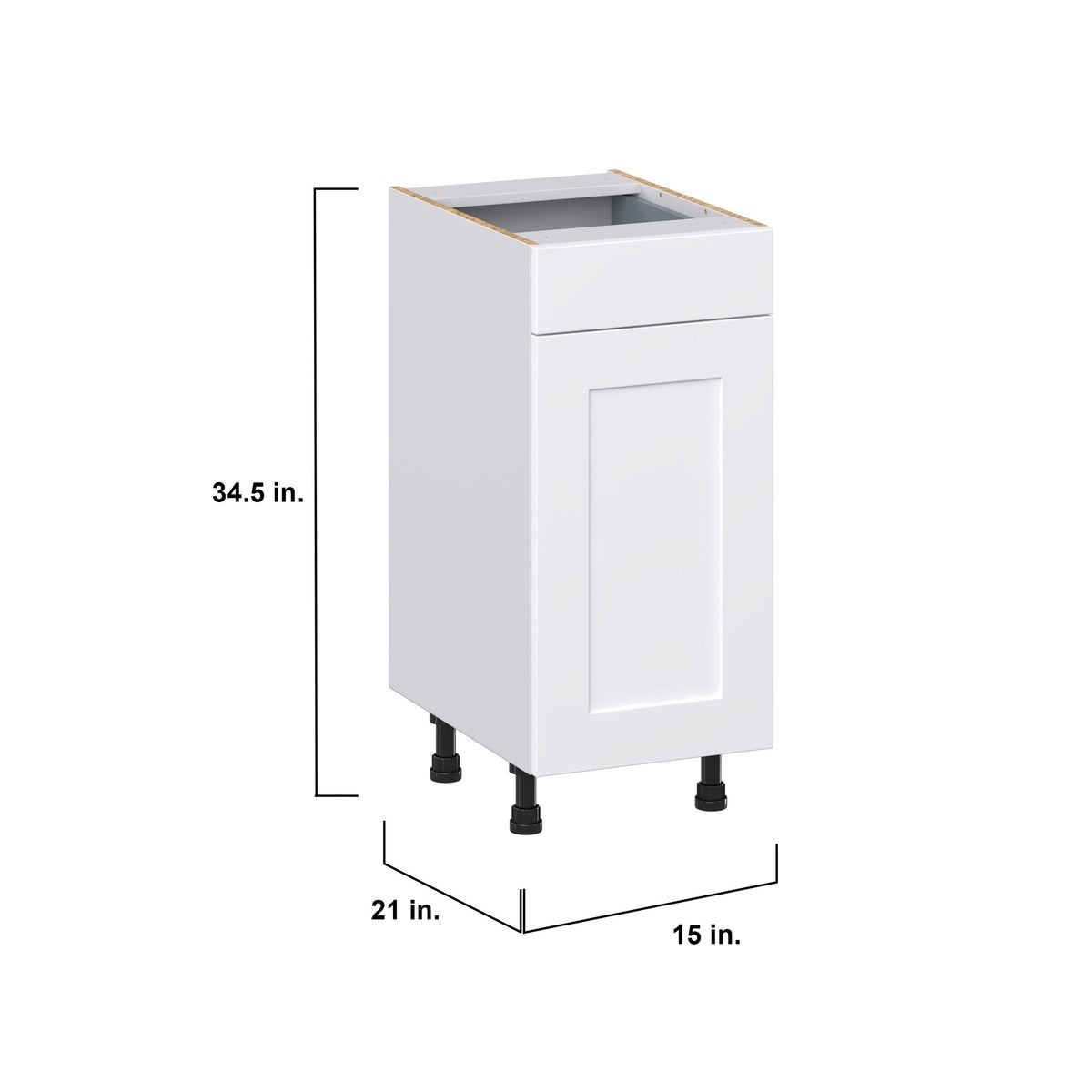 Hugo&Borg Jolie 15-in W x 34.5-in H x 21-in D Warm White 1-Drawer Base Fully Assembled Cabinet (Recessed Panel Shaker Style)