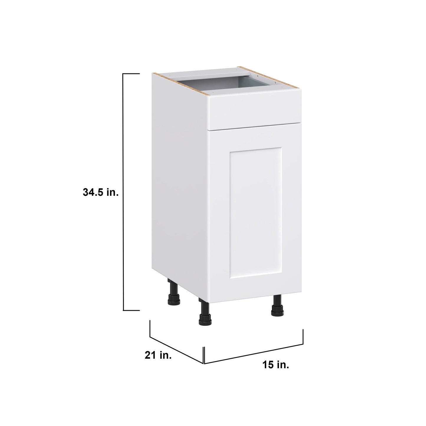 Hugo&Borg Jolie 15-in W x 34.5-in H x 21-in D Warm White 1-Drawer Base Fully Assembled Cabinet (Recessed Panel Shaker Style)