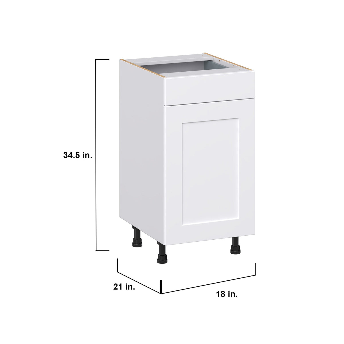Hugo&Borg Jolie 18-in W x 34.5-in H x 21-in D Warm White 1-Drawer Base Fully Assembled Cabinet (Recessed Panel Shaker Style)