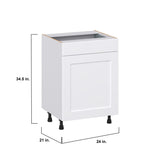 Hugo&Borg Jolie 24-in W x 34.5-in H x 21-in D Warm White 1-Drawer Base Fully Assembled Cabinet (Recessed Panel Shaker Style)
