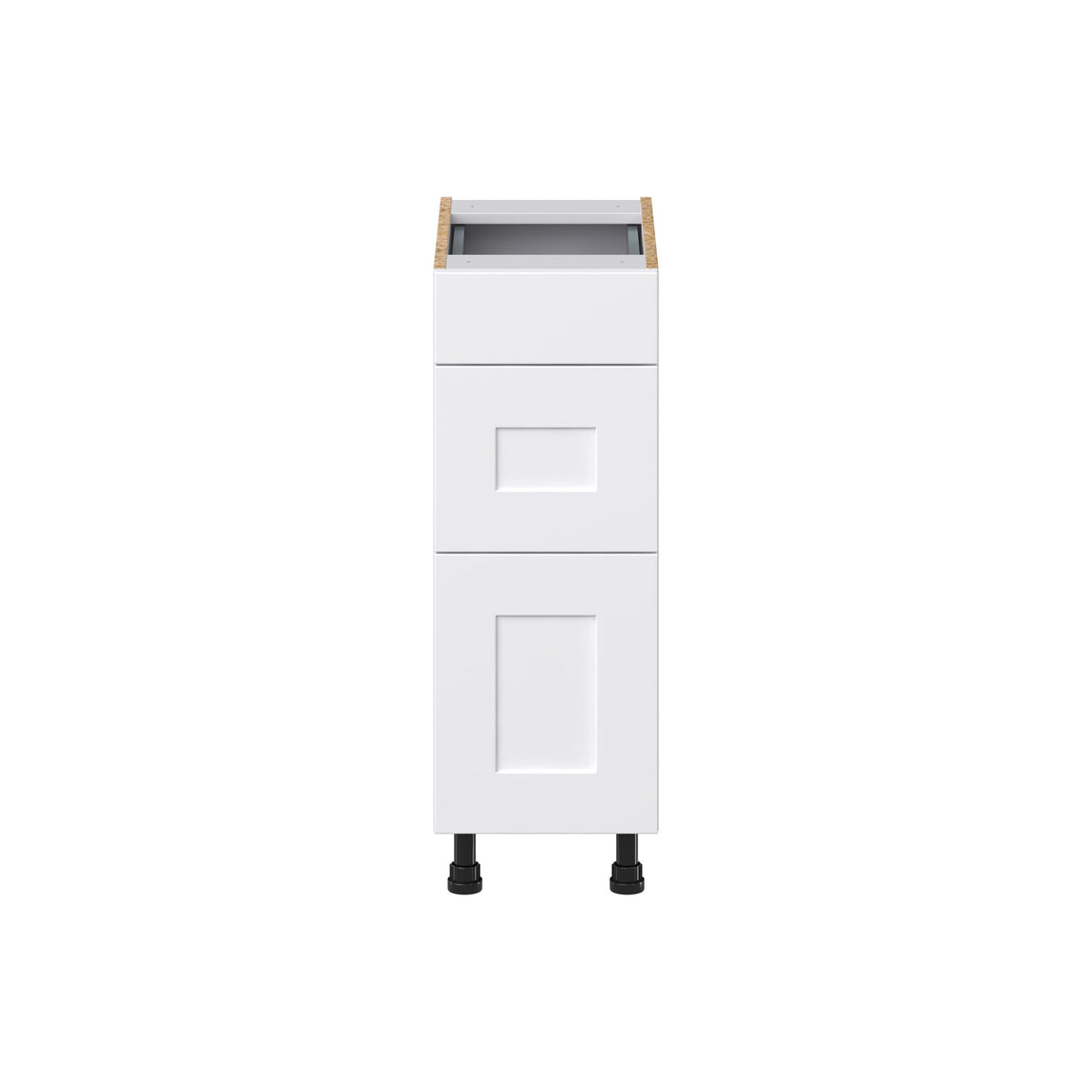 Hugo&Borg Jolie 12-in W x 34.5-in H x 21-in D Warm White 3-Drawer Base Fully Assembled Cabinet (Recessed Panel Style)