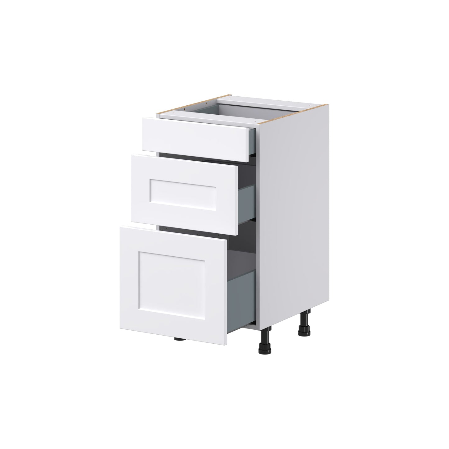 Hugo&Borg Jolie 18-in W x 34.5-in H x 21-in D Warm White 3-Drawer Base Fully Assembled Cabinet (Recessed Panel Style)