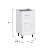 Hugo&Borg Jolie 18-in W x 34.5-in H x 21-in D Warm White 3-Drawer Base Fully Assembled Cabinet (Recessed Panel Style)
