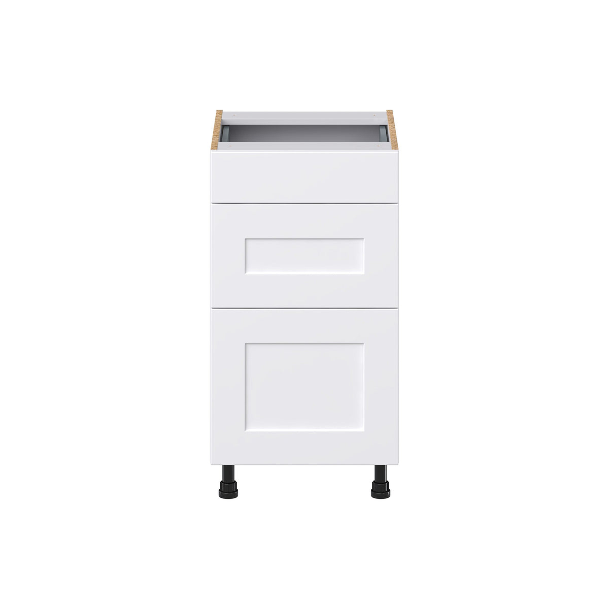 Hugo&Borg Jolie 18-in W x 34.5-in H x 21-in D Warm White 3-Drawer Base Fully Assembled Cabinet (Recessed Panel Style)
