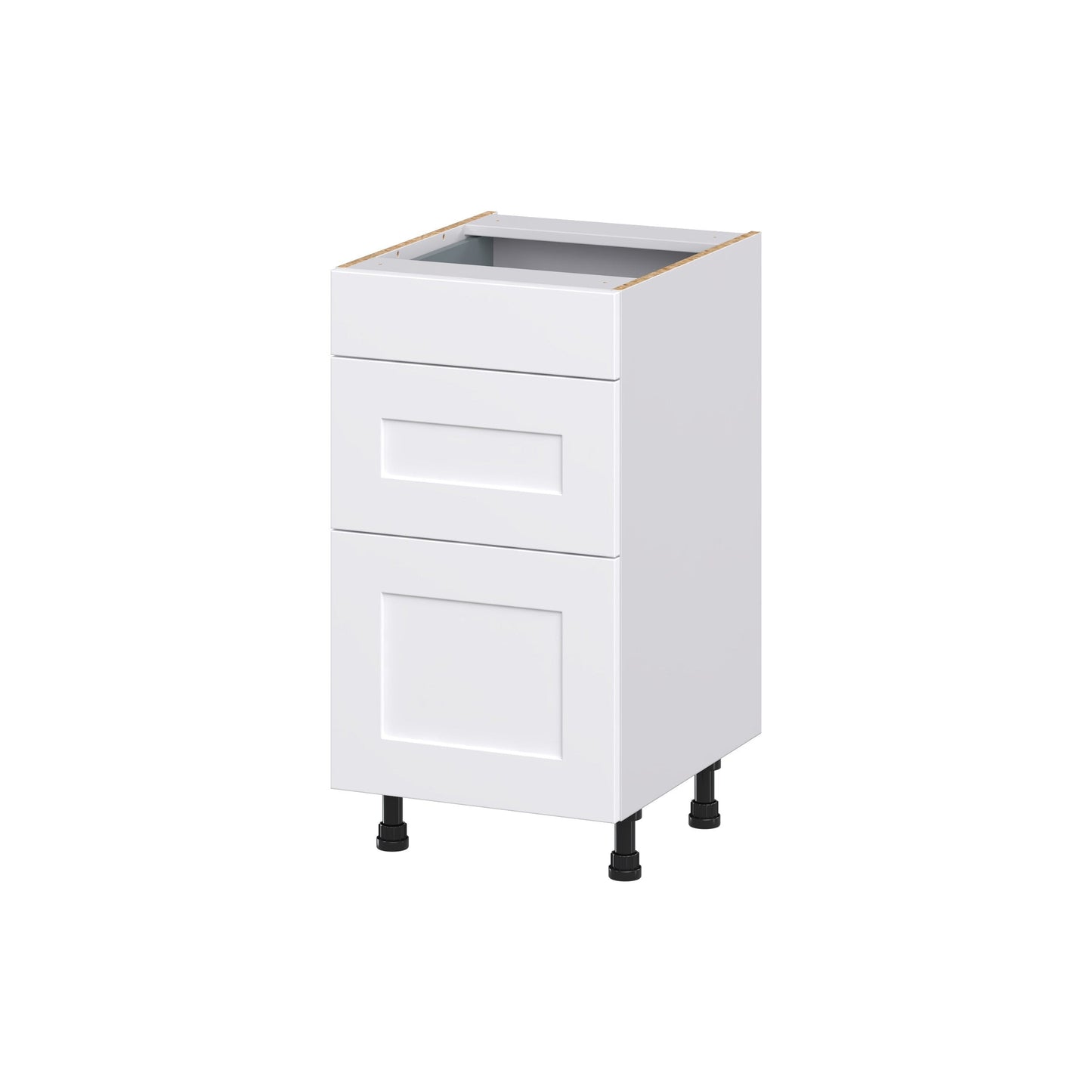 Hugo&Borg Jolie 18-in W x 34.5-in H x 21-in D Warm White 3-Drawer Base Fully Assembled Cabinet (Recessed Panel Style)