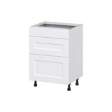 Hugo&Borg Jolie 24-in W x 34.5-in H x 21-in D Warm White 3-Drawer Base Fully Assembled Cabinet (Recessed Panel Style)