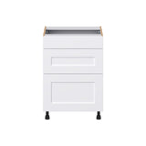 Hugo&Borg Jolie 24-in W x 34.5-in H x 21-in D Warm White 3-Drawer Base Fully Assembled Cabinet (Recessed Panel Style)