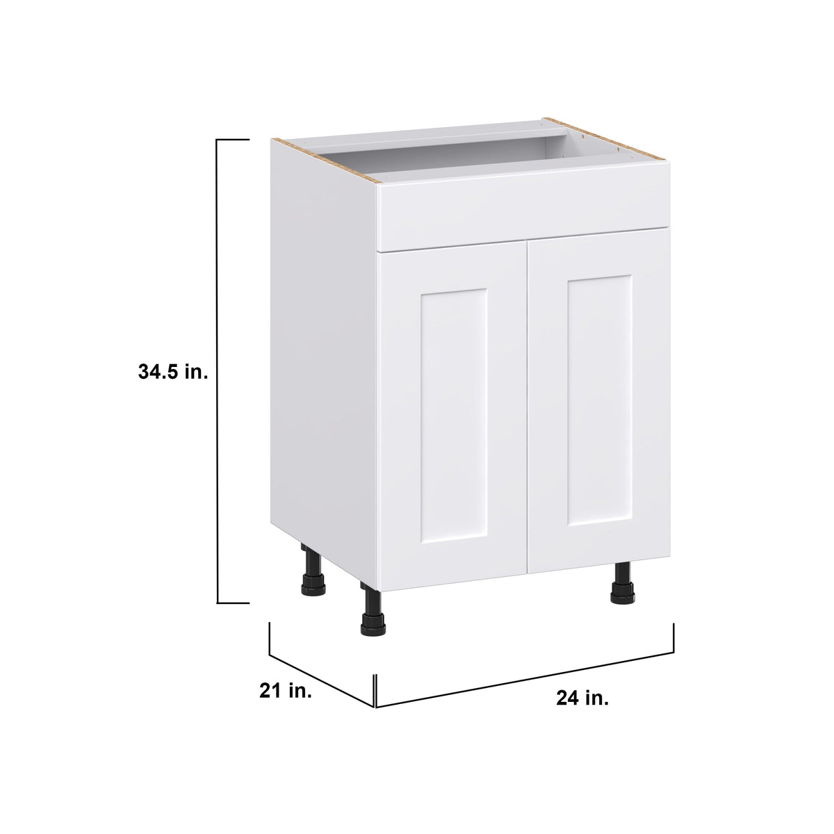 Hugo&Borg Jolie 24-in W x 34.5-in H x 21-in D Warm White Sink Base Fully Assembled Cabinet (Recessed Panel Shaker Style)