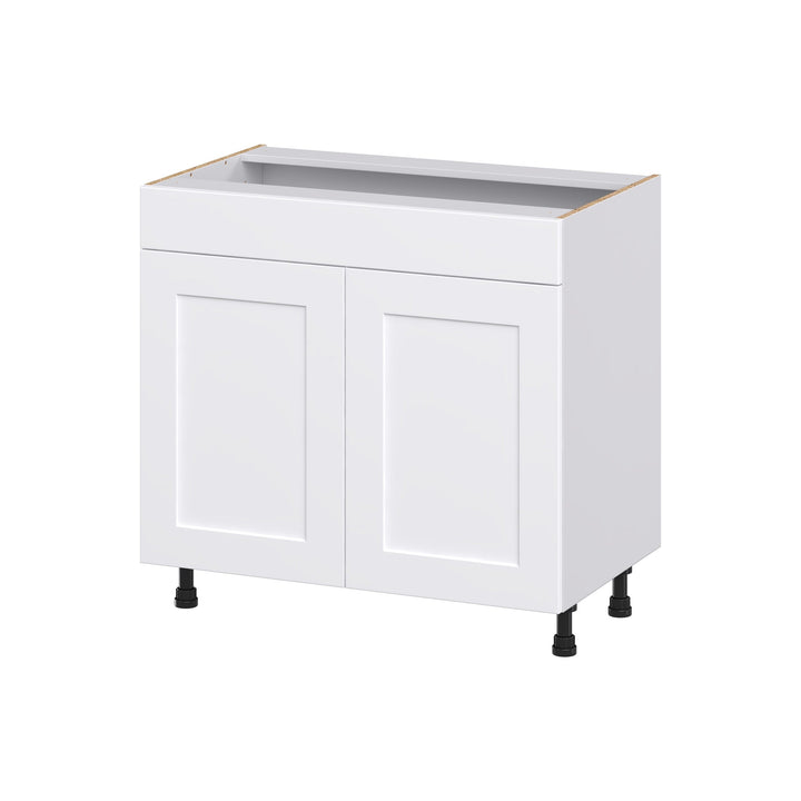 Hugo&Borg Jolie 36-in W x 34.5-in H x 21-in D Warm White Sink Base Fully Assembled Cabinet (Recessed Panel Shaker Style)