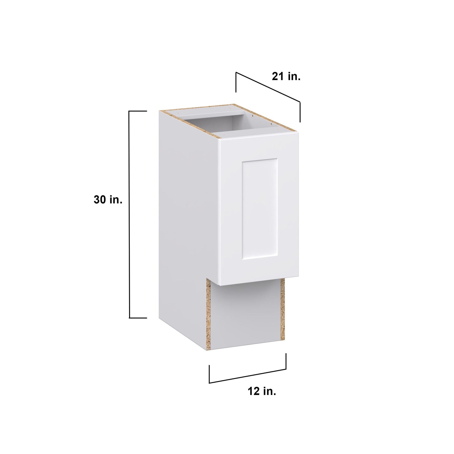 Hugo&Borg Jolie 12-in W x 34.5-in H x 21-in D Warm White Base Fully Assembled Cabinet (Recessed Panel Shaker Door Style)