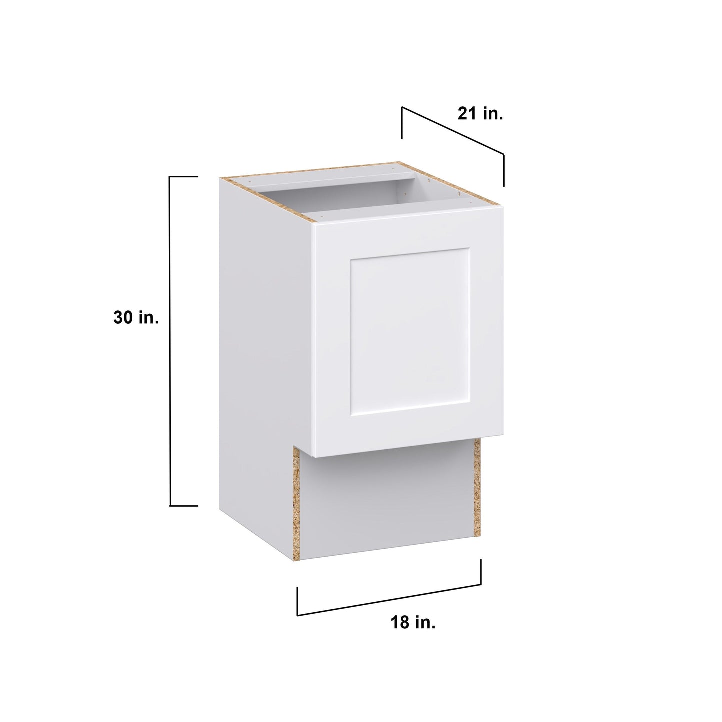 Hugo&Borg Jolie 18-in W x 34.5-in H x 21-in D Warm White Base Fully Assembled Cabinet (Recessed Panel Shaker Door Style)