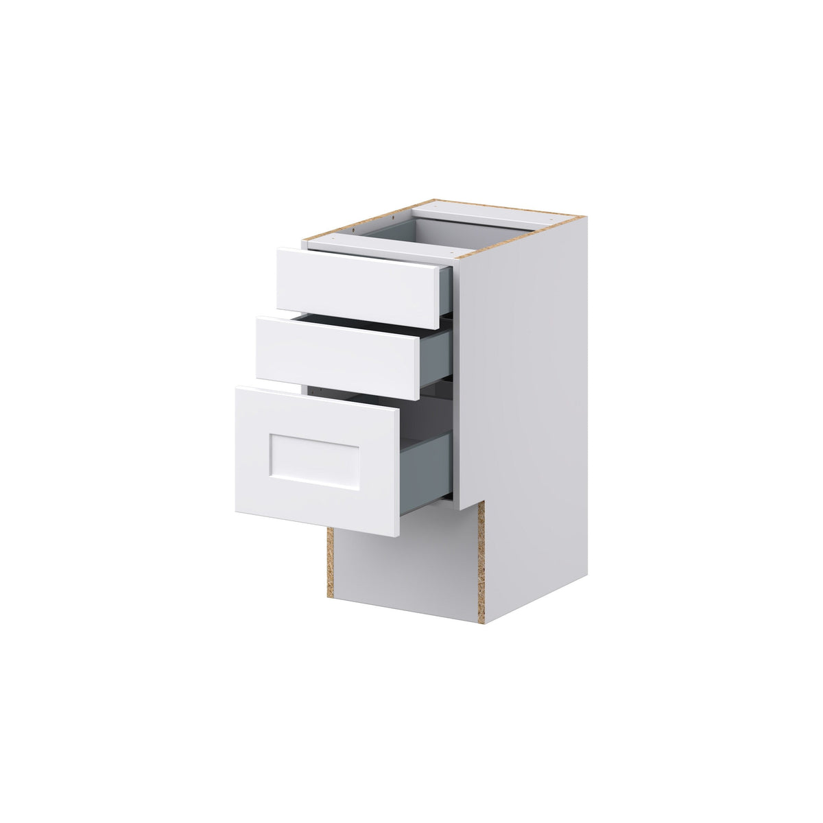 Hugo&Borg Jolie 15-in W x 30-in H x 21-in D Warm White 3-Drawer Base Fully Assembled Cabinet (Recessed Panel Style)