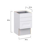 Hugo&Borg Jolie 18-in W x 30-in H x 21-in D Warm White 3-Drawer Base Fully Assembled Cabinet (Recessed Panel Style)
