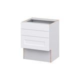 Hugo&Borg Jolie 24-in W x 30-in H x 21-in D Warm White 3-Drawer Base Fully Assembled Cabinet (Recessed Panel Style)